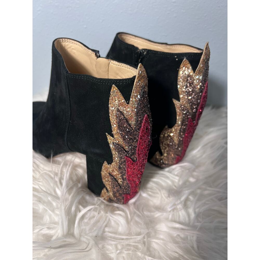 Katy Perry The Flame Black 9 Sequin Ankle Boots Heel Velvet Festival Glam Punk - Picture 1 of 11